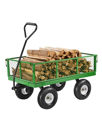 Heavy Duty Steel Garden Cart with 10" Tires and Removable Sides P1384