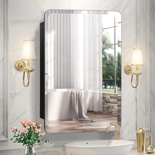Frameless Beveled Medicine Cabinet Mirror with Storage L322413