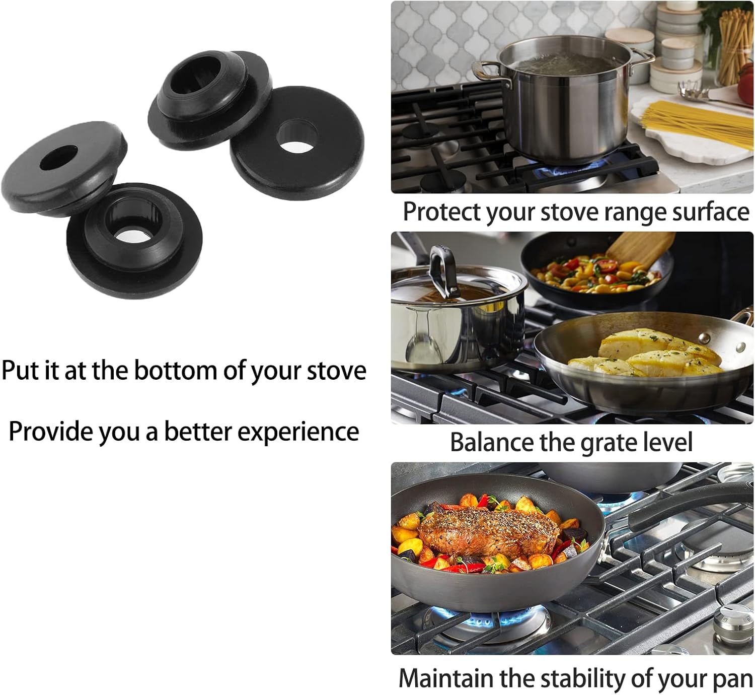 4 Pcs Rubber Grate Grommets for Gas Cooktop J18595