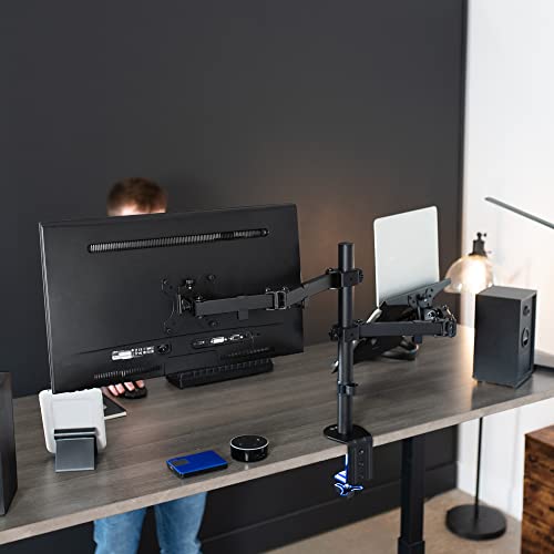 Full Motion Monitor and Laptop Desk Mount Articulating Double Arm VESA Stand K2063