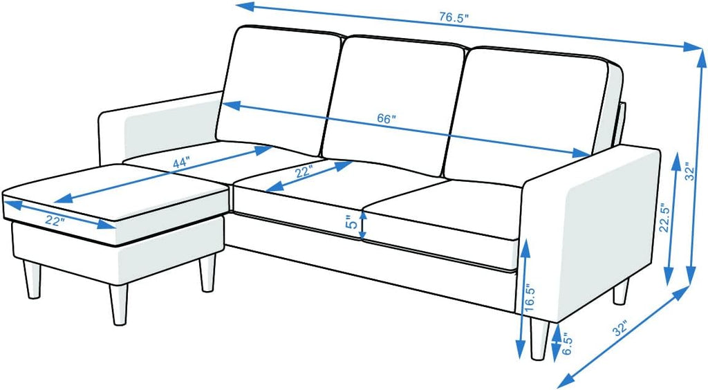 Convertible Sectional L-Shaped Fabric Sofa I437