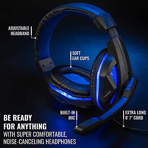 RGB Gaming Accessories Kit 4-in-1 Rainbow LED Backlight Bundle with Multimedia Keyboard, Optical Mouse, Mouse Pad & Headset B58060