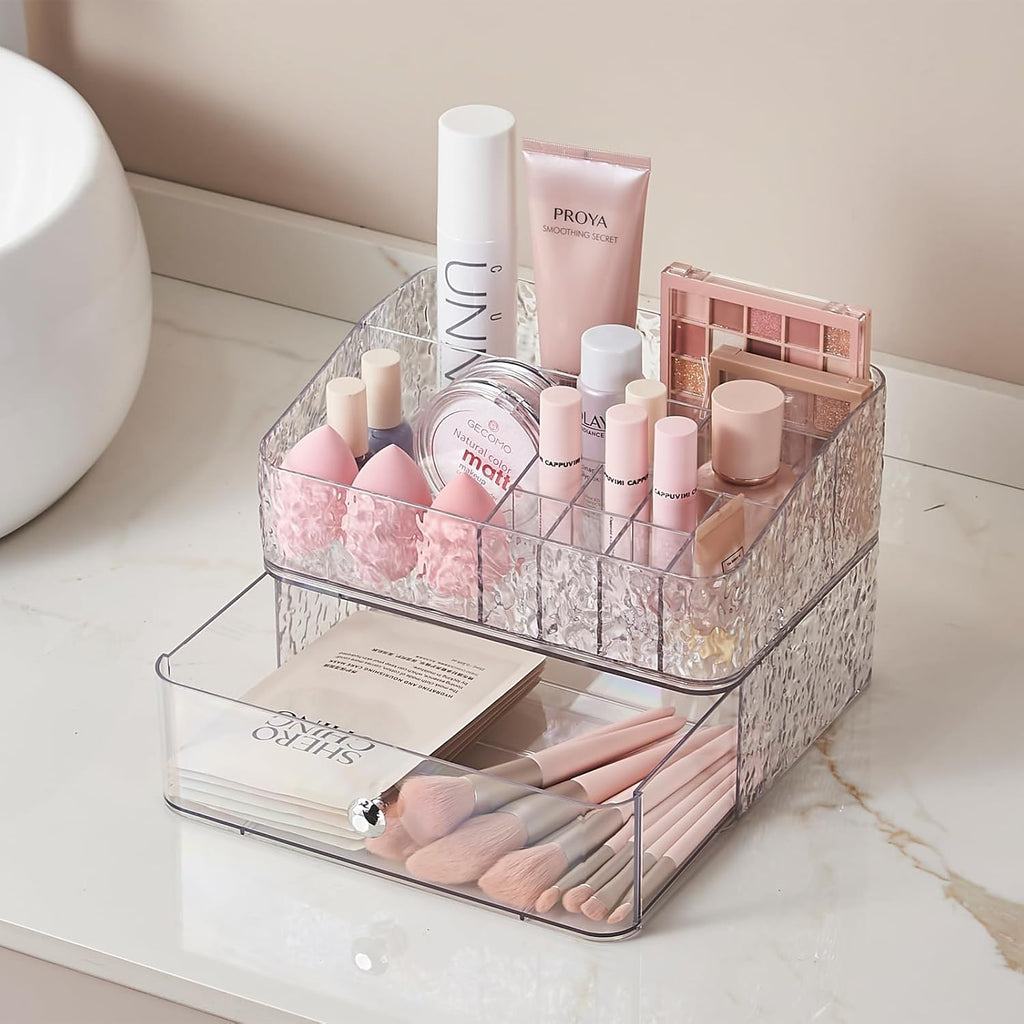 Clear PET Stackable Makeup Organizer Tray Set M59206