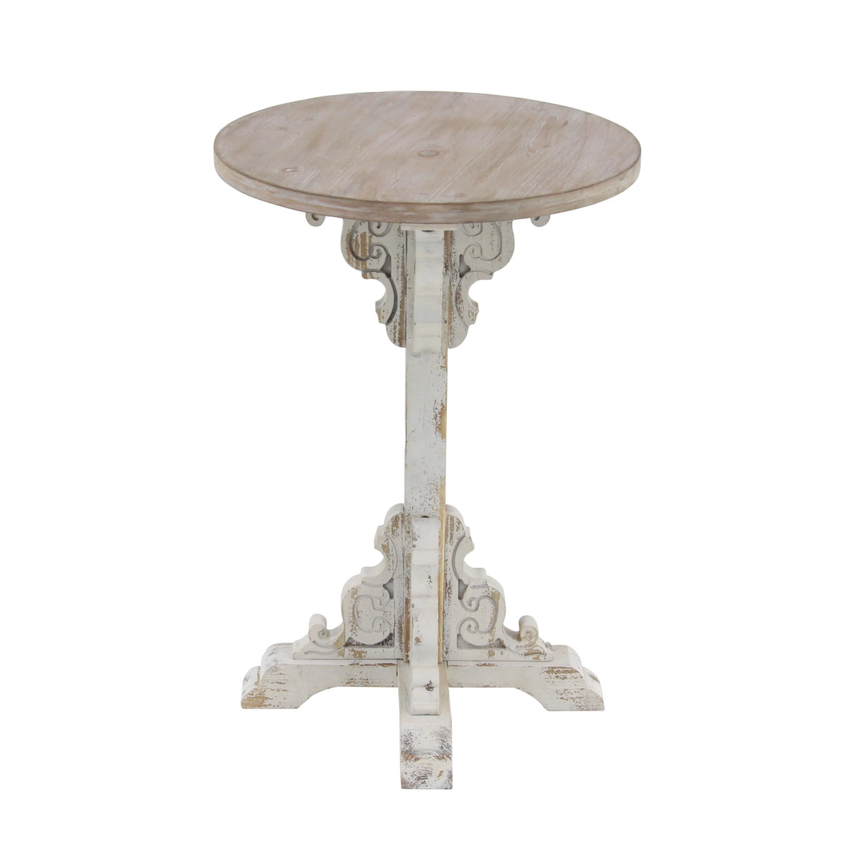 White Wood Accent Table with Brown Wood Top Q66918