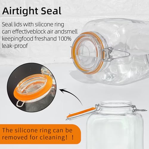 5 Pack 128oz Glass Jar with Airtight Lids, 1 Gallon Wide Mouth Glass Mason Jar P903067