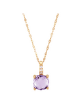 Amethyst and Cubic Zirconia Pendant Necklace in 14kt Yellow Gold, 18" J55448