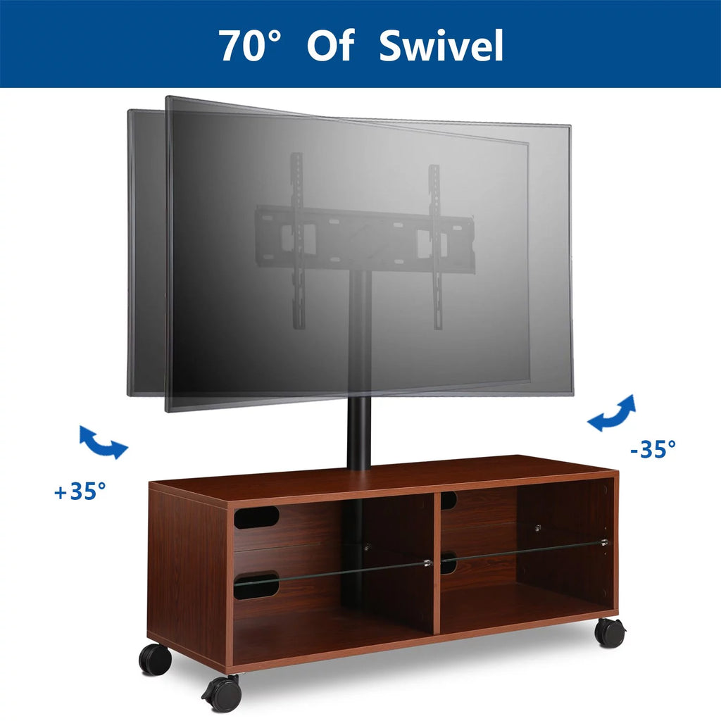 Brown Wood TV Stand with Rolling Wheels B88768