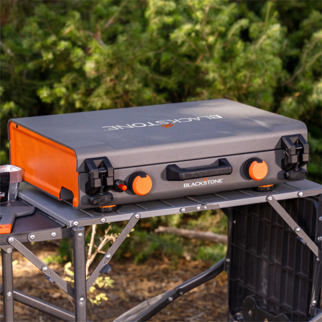 20"x14" 2-Burner Propane Camping Griddle with Latching Hood O840201