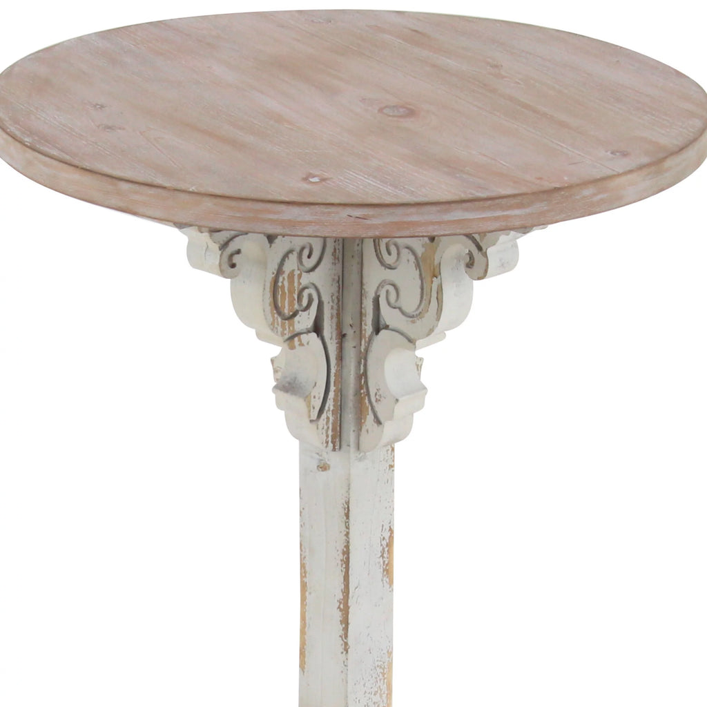 White Wood Accent Table with Brown Wood Top Q66918