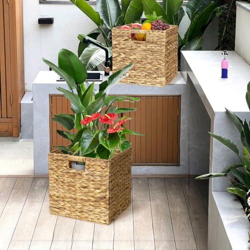 Natural Wicker Storage Cubes with Handles E204