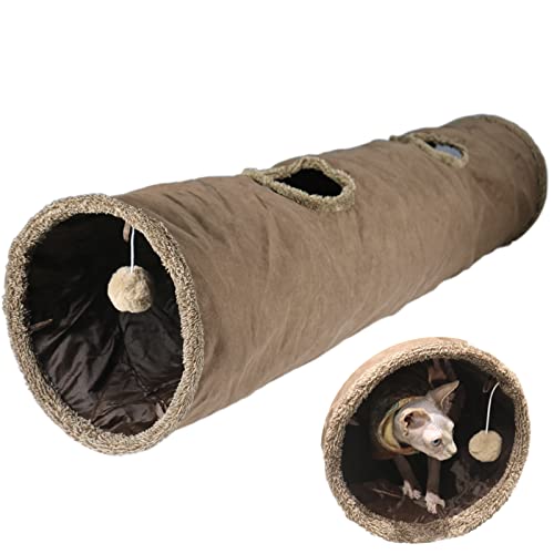 51×12 inch Foldable Grey Suede Cat Tunnel E89132