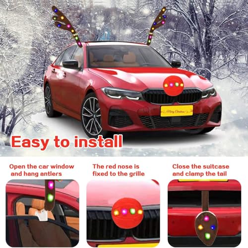 Christmas Rudolph Reindeer Vehicle Kit with Antlers Car and Nose Decorations W27234
