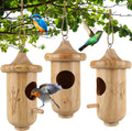 3 Pack Wooden Hummingbird House with Hemp Ropes F436885
