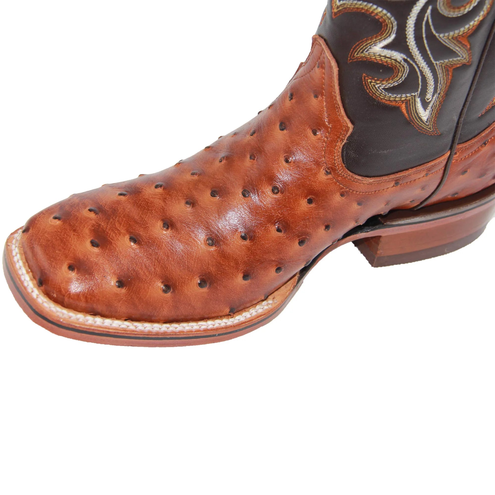 Men’s Genuine Leather Ostrich Print Square Toe Cowboy Boots S129