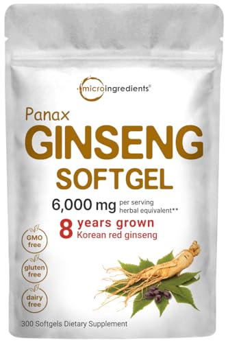 300 Softgels Red Panax Ginseng Supplement 6,000mg Per Serving Y97667