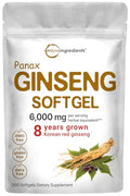300 Softgels Red Panax Ginseng Supplement 6,000mg Per Serving Y97667
