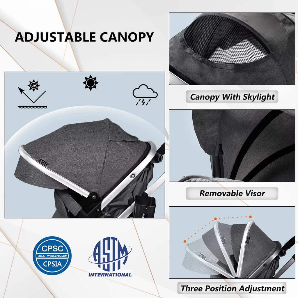 2 in 1 Convertible Baby Stroller, Dark Grey P788153