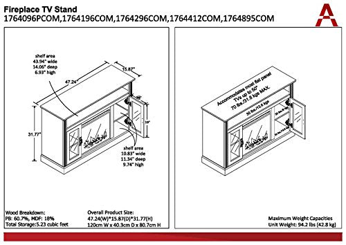 Dove Gray Fireplace TV Stand for TVs up to 50 Inch S78801