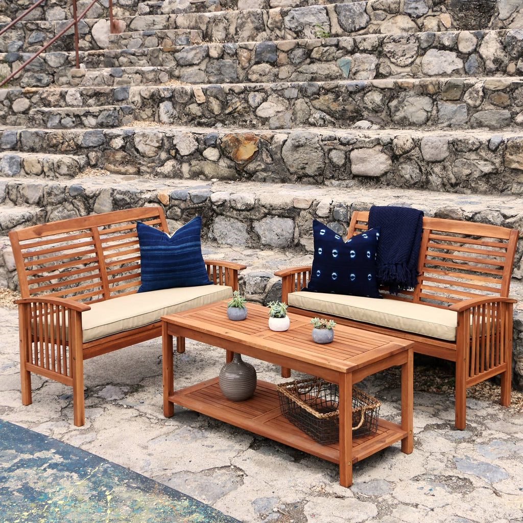 3PC Acacia Wood Patio Conversation Set - Brown J17441