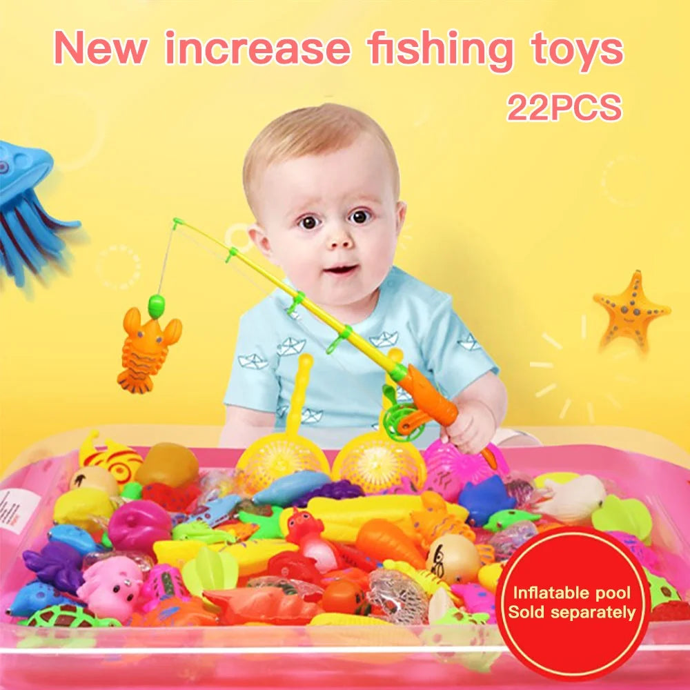 22 Pcs Magnetic Fishing Toys with Telescopic Fishing Rod Net N6185