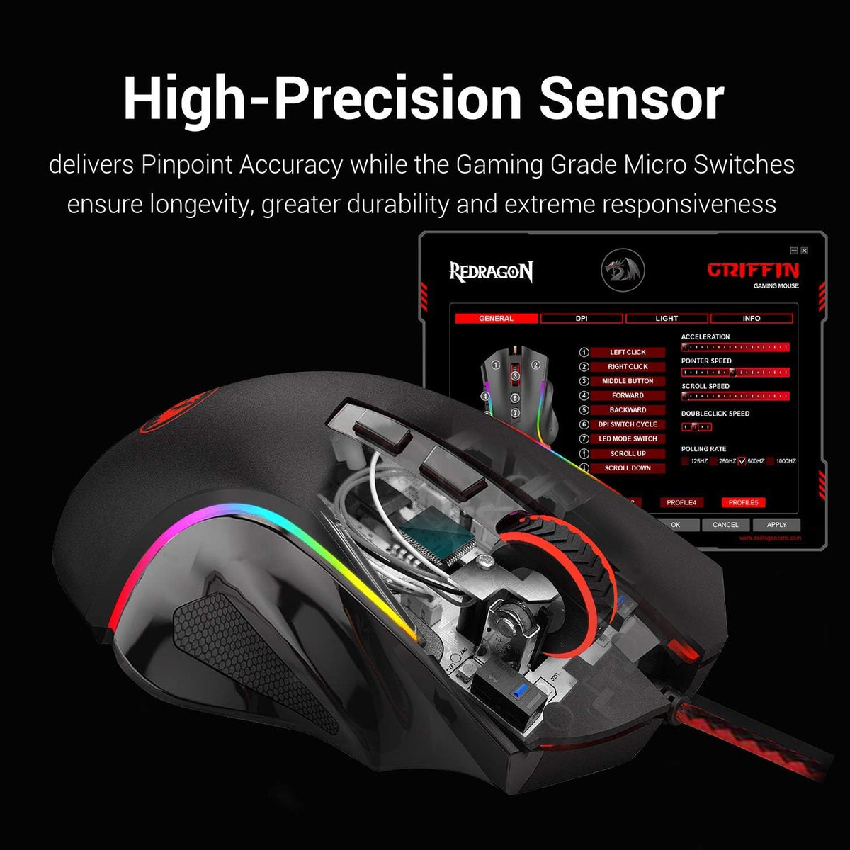 Mechanical Gaming Keyboard and Mouse Combo, Tenkeyless, 60% with Arrow Key, 7200 DPI Mouse, Pack of 2 H125