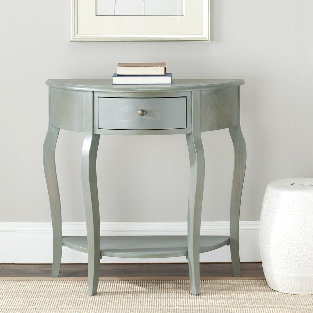 French Grey Demilune Console Table L152