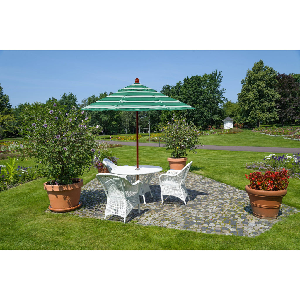 Blue 9 ft. Olefin Wood Market Umbrella O85250