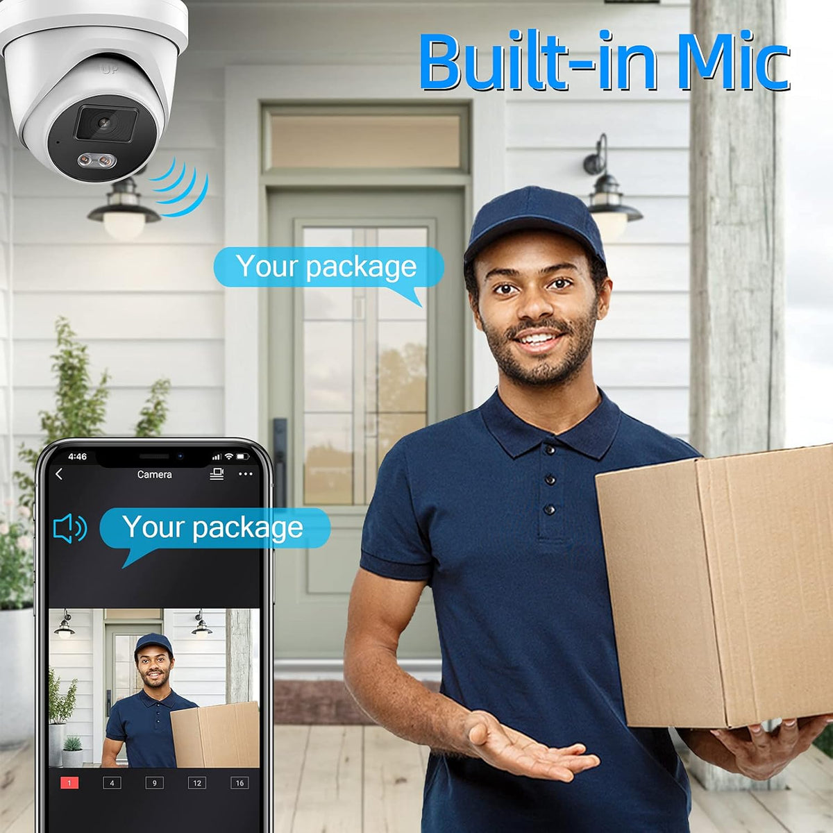 4K POE IP Camera with Built-in Microphone C264