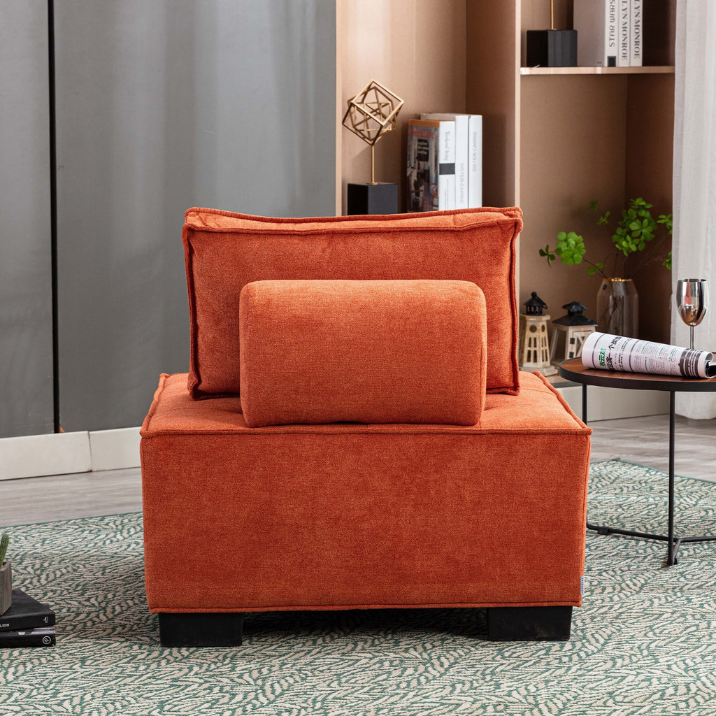Modern Fabric Armless Modular Sofa Ottoman Orange B82800
