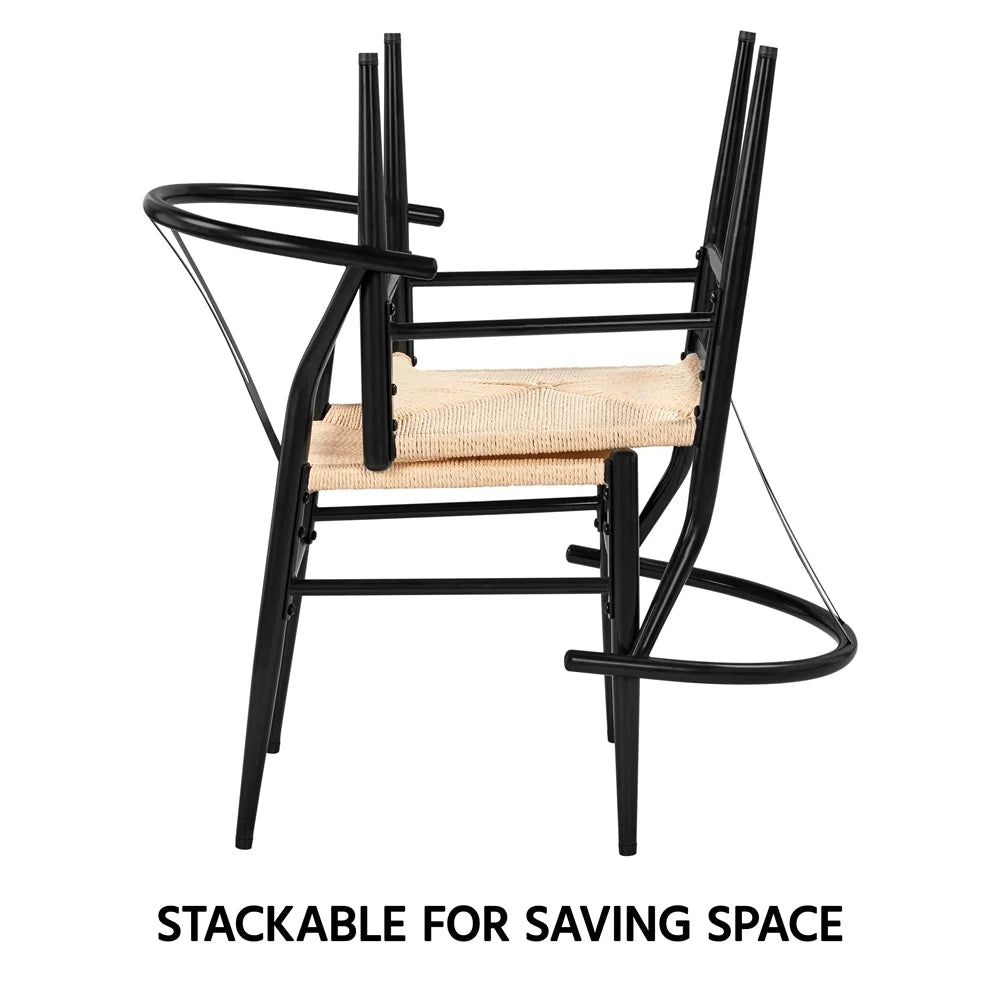 Set of 2 Black Metal Dining Chair with Y-Shaped Backrest X511378