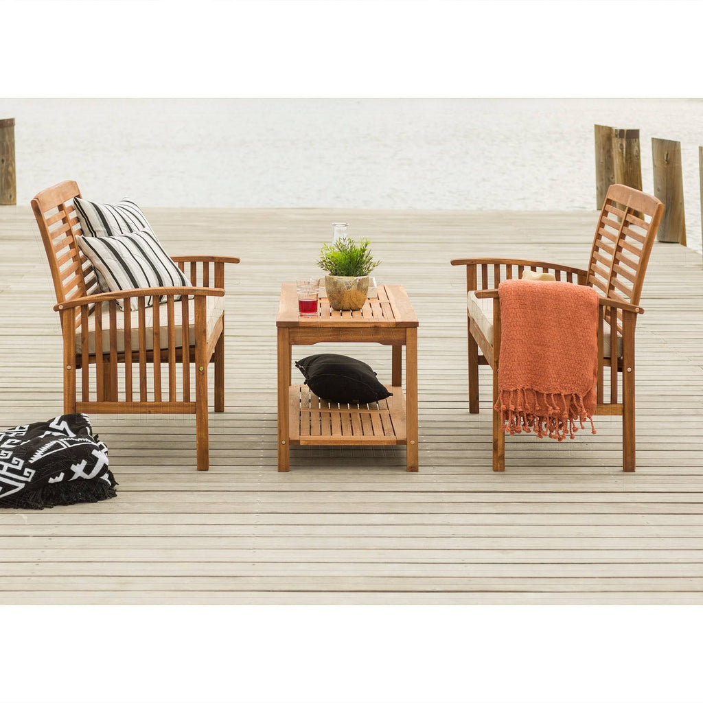 3PC Acacia Wood Patio Conversation Set - Brown J17441