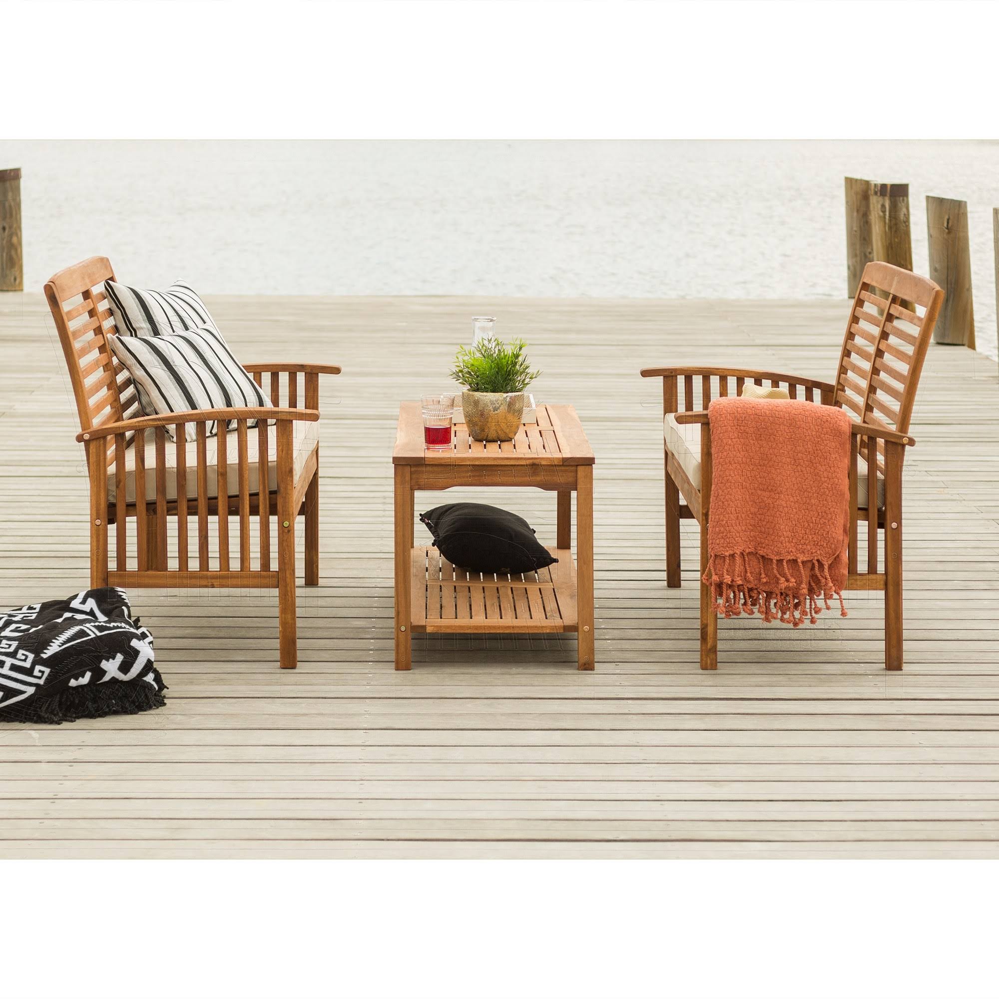 3PC Acacia Wood Patio Conversation Set - Brown J17441