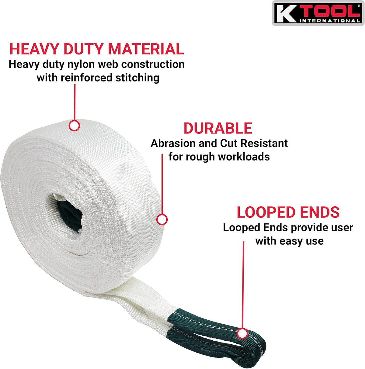 4 x 30 FT. Tow Strap with Looped Ends, 40,000 lb. Capacity, Pack of 2 N782