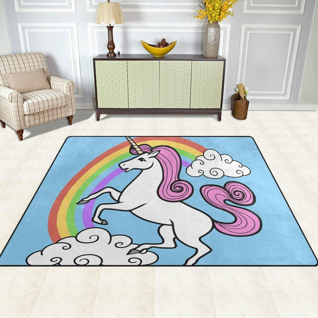 Unicorn with Rainbow Clouds Lightweight Carpet Mats Area Rug O658415