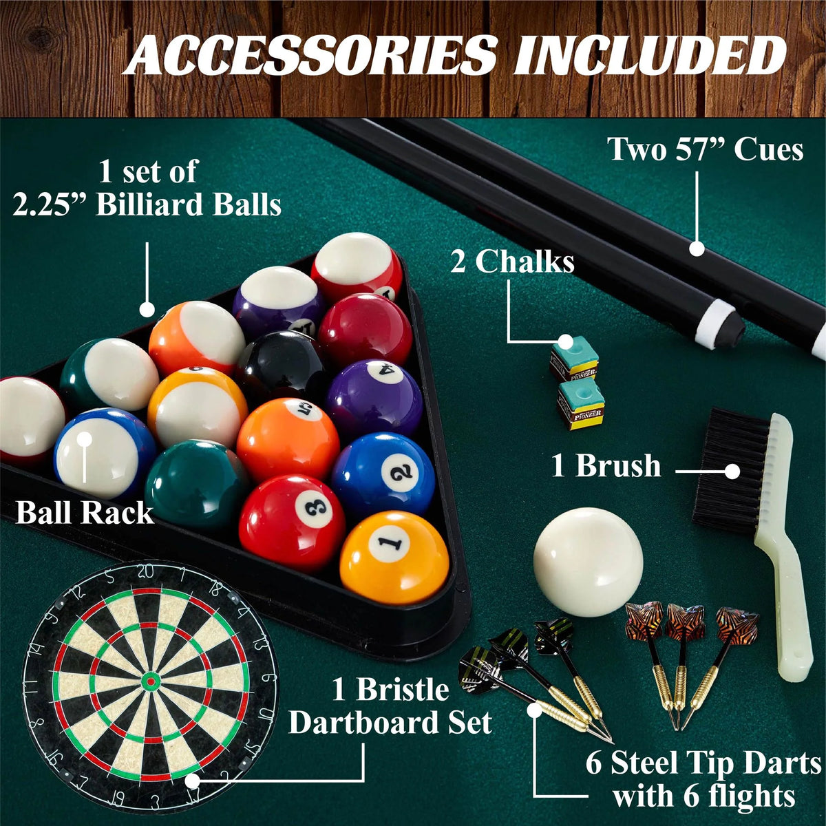 84" Arcade Pool Table with Dartboard Set, Green H196