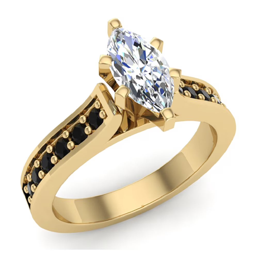 Black Diamond Ring 1.00 CT TW 14K Gold E3394