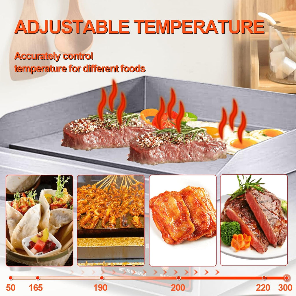 Electric Countertop Griddle Grill 3000W Stainless Steel V982208