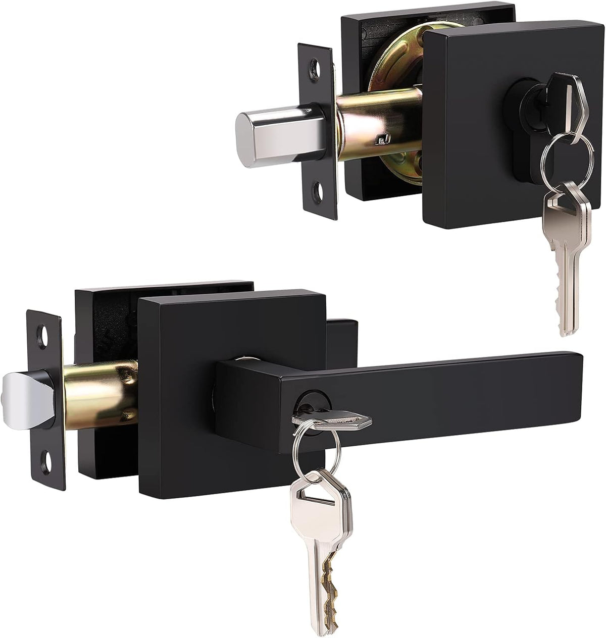 6 Pack Matte Black Privacy Door Lever with Lock C166