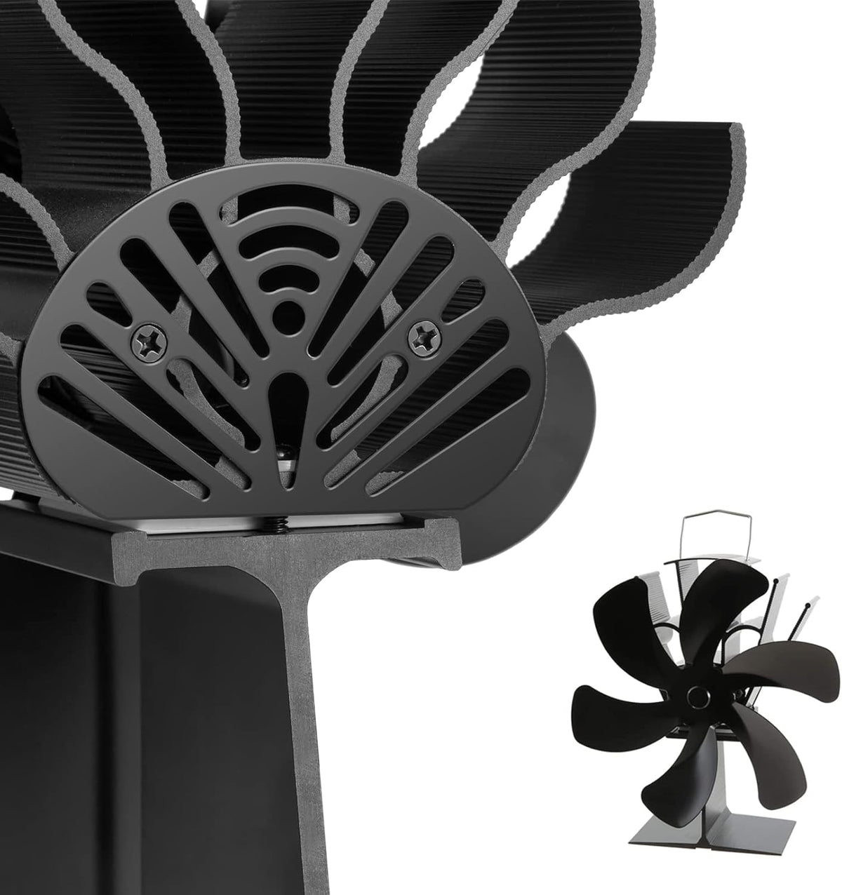 6 Blades Heat Powered Stove Fan with Magnetic Thermometer Pack of 2 N10971