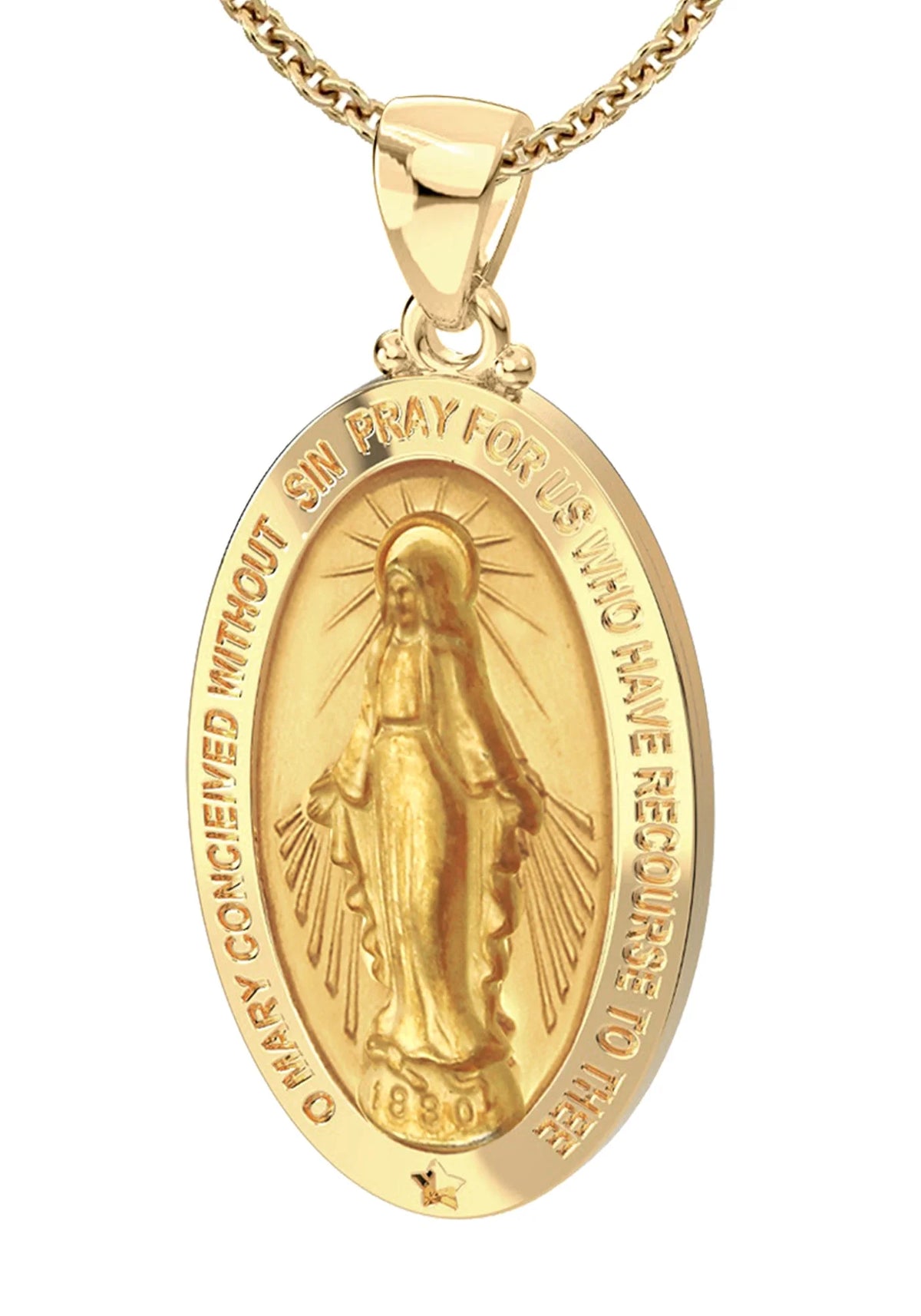 14K Yellow Gold Oval Pendant Necklace V540