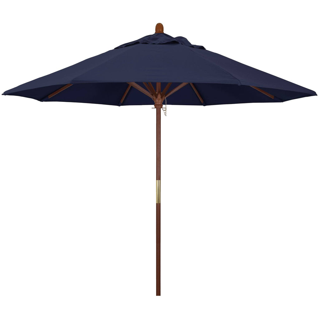 Blue 9 ft. Olefin Wood Market Umbrella O85250