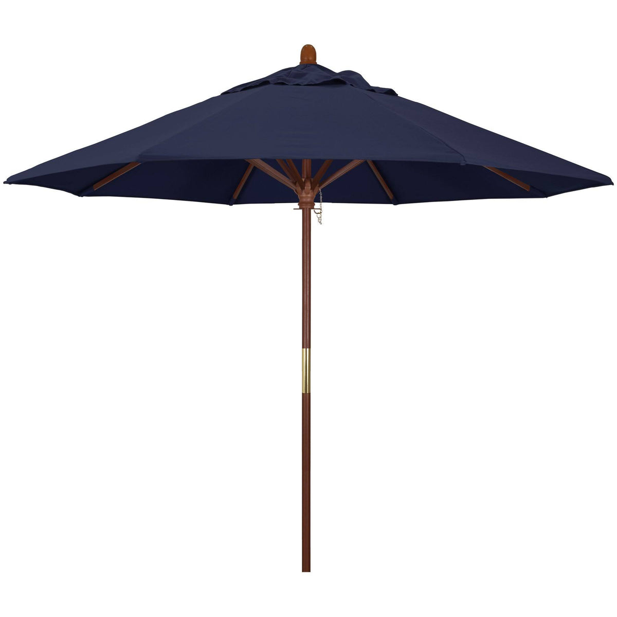 Blue 9 ft. Olefin Wood Market Umbrella O85250