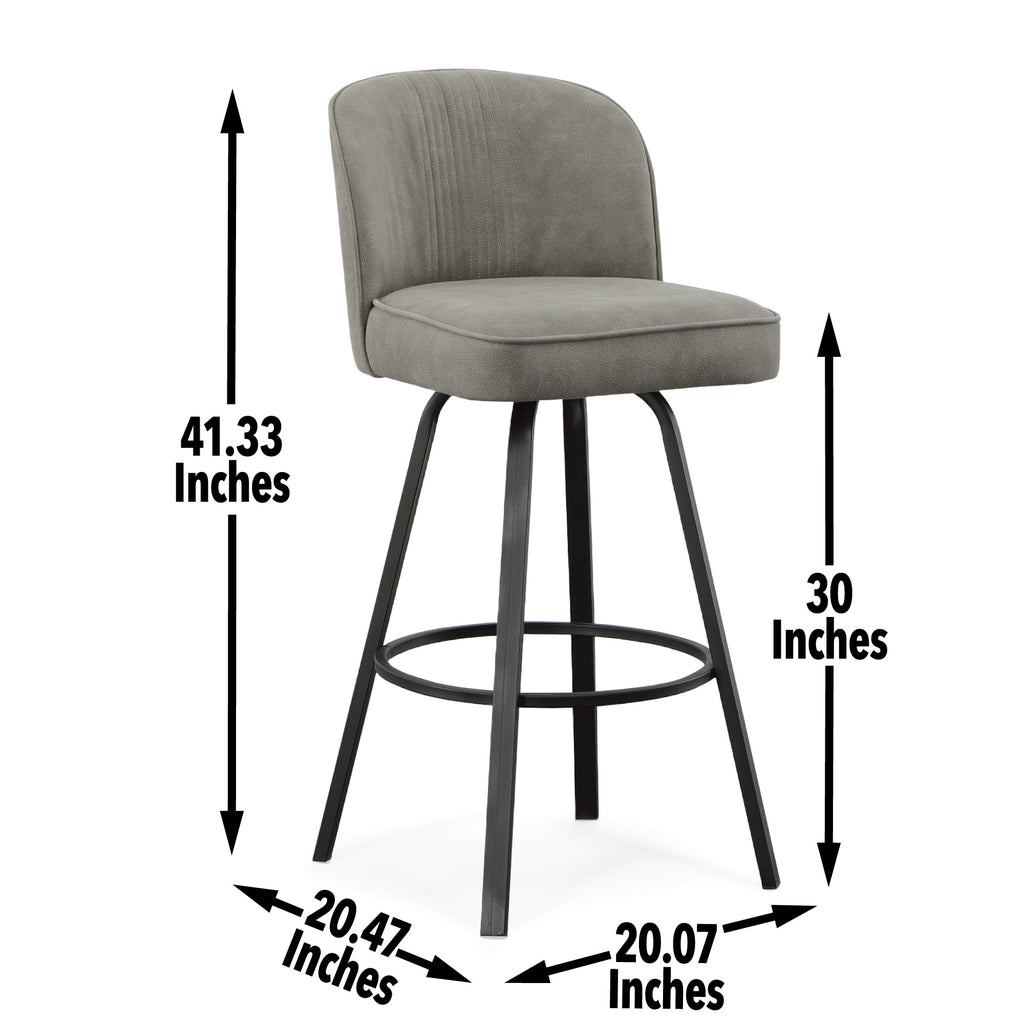 Gray Metal Swivel Upholstered Barstool M997