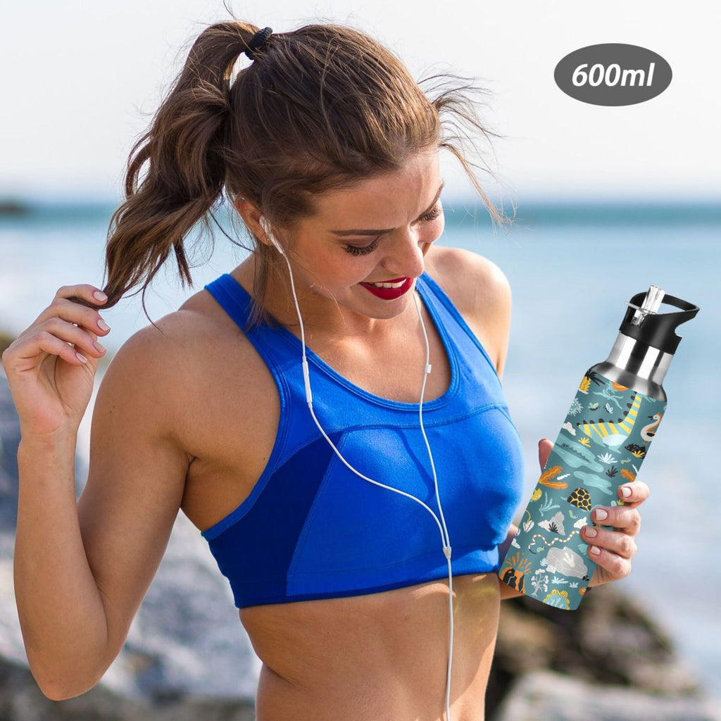 Green Stainless Steel Insulated Water Bottle with Straw Lid M223