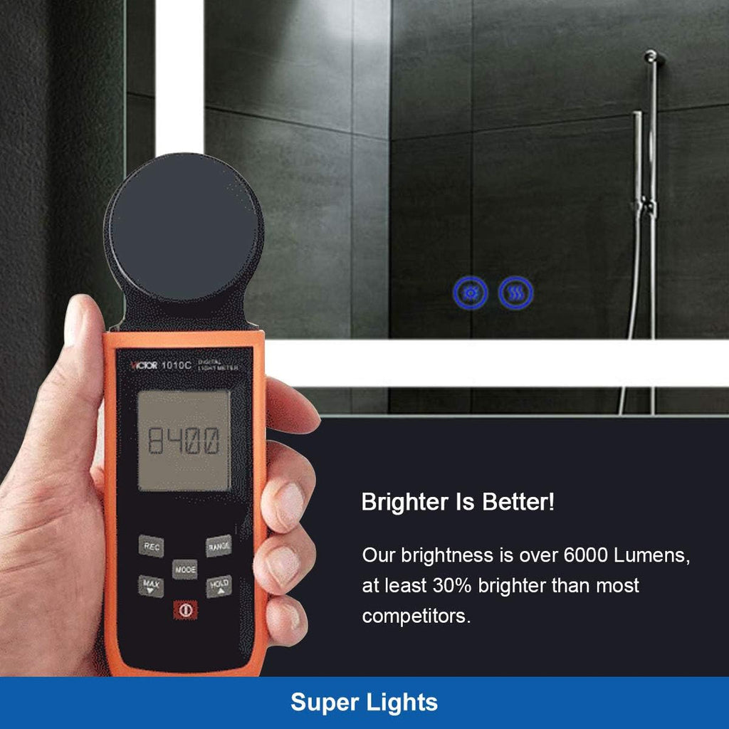 Dimmable Anti-Fog LED Bathroom Mirror with Bluetooth Function, Wall Mounted A688
