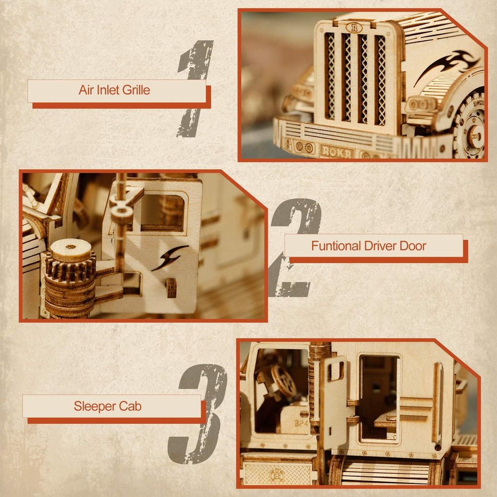 3D Wooden Puzzles Mechanical Models Kits (Heavy Truck) Pack of 2 F553