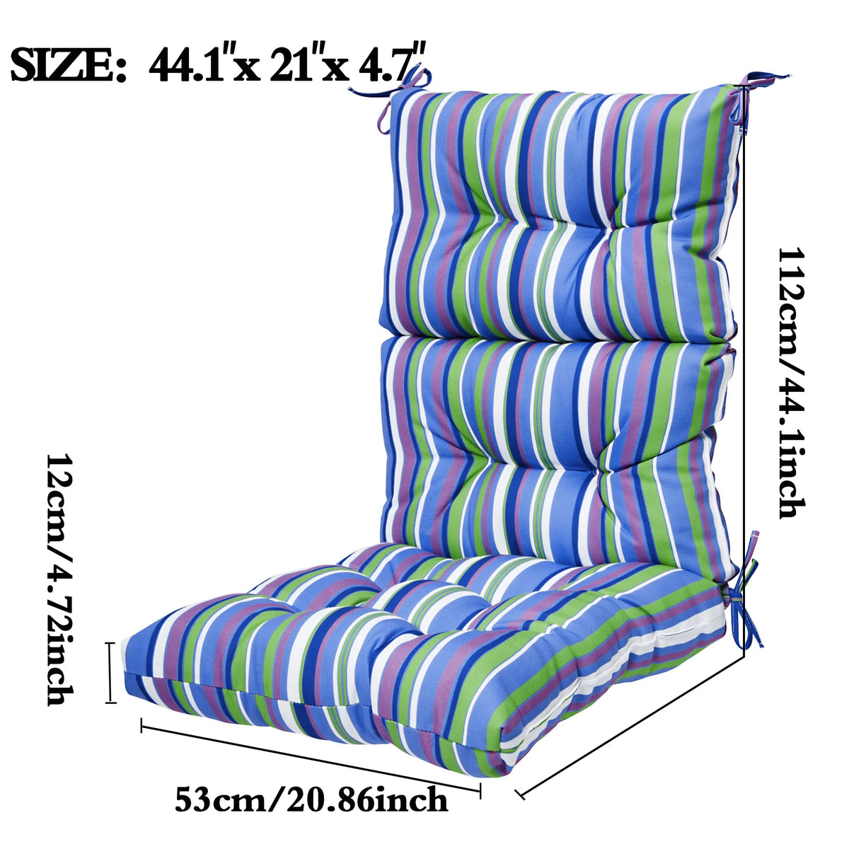 4 Pcs Patio Chaise Lounger Cushion with Ties E3030