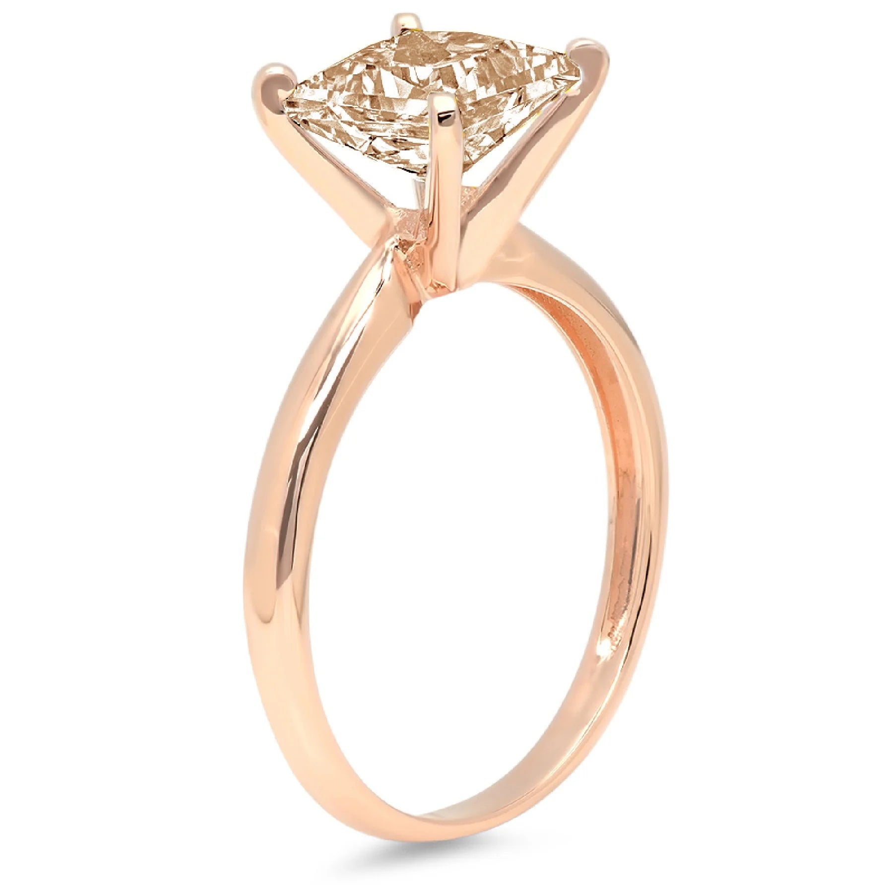 Princess Cut Brown Champagne Simulated Diamond 18k Rose Gold Ring Size 3.5 T481333