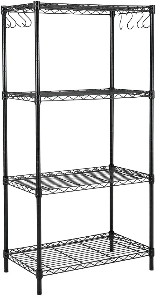 5-Shelf Steel Wire Shelving Unit with 8-Hook, Black, Pack of 2 S5732