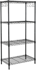 5-Shelf Steel Wire Shelving Unit with 8-Hook, Black, Pack of 2 S5732